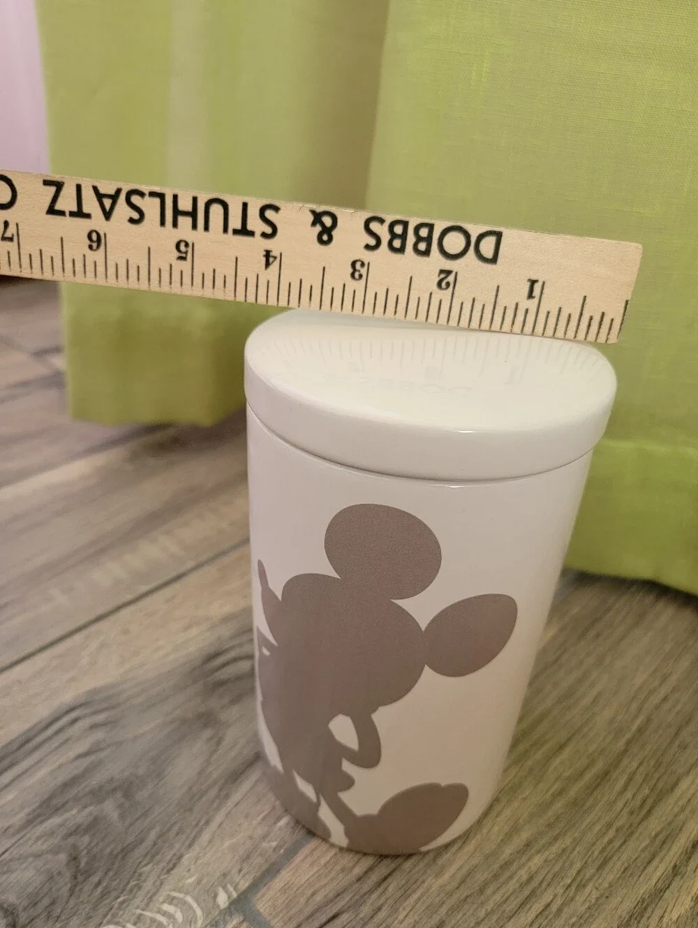 White Ceramic Canister with Taupe Mickey Silhouette